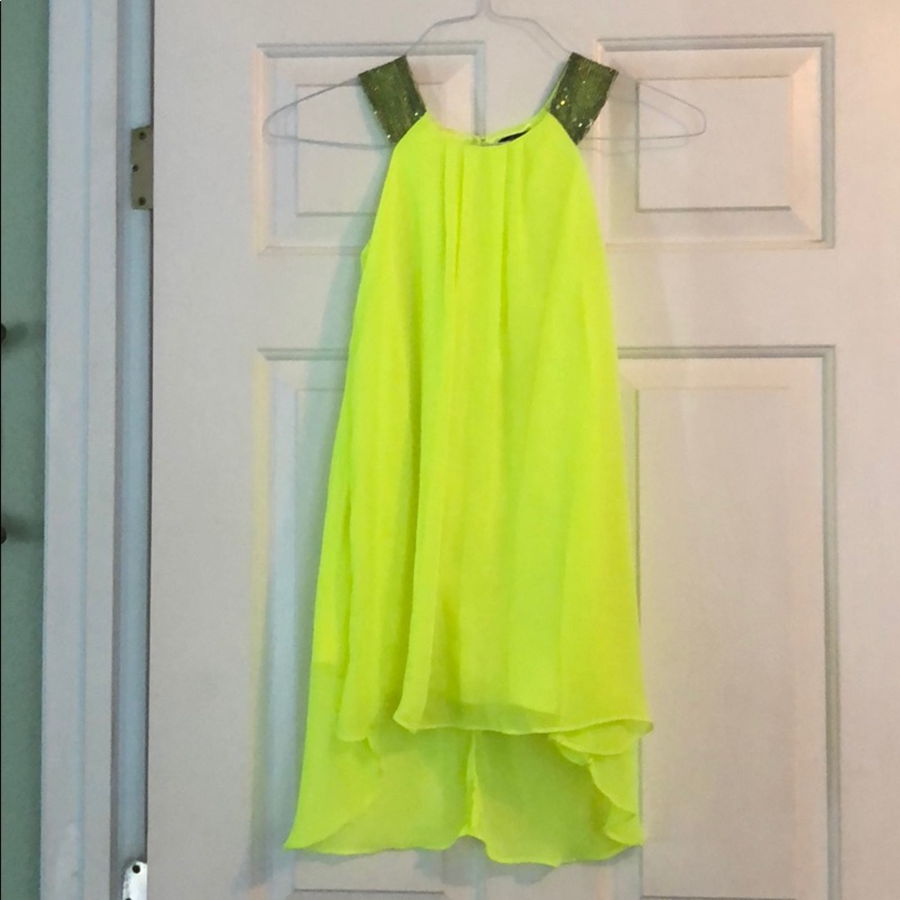Girls neon yellow hi lo dress
